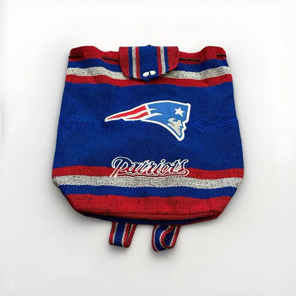 New England Patriots Unisex Blue Red Woven Mexican Baja Backpack Tote